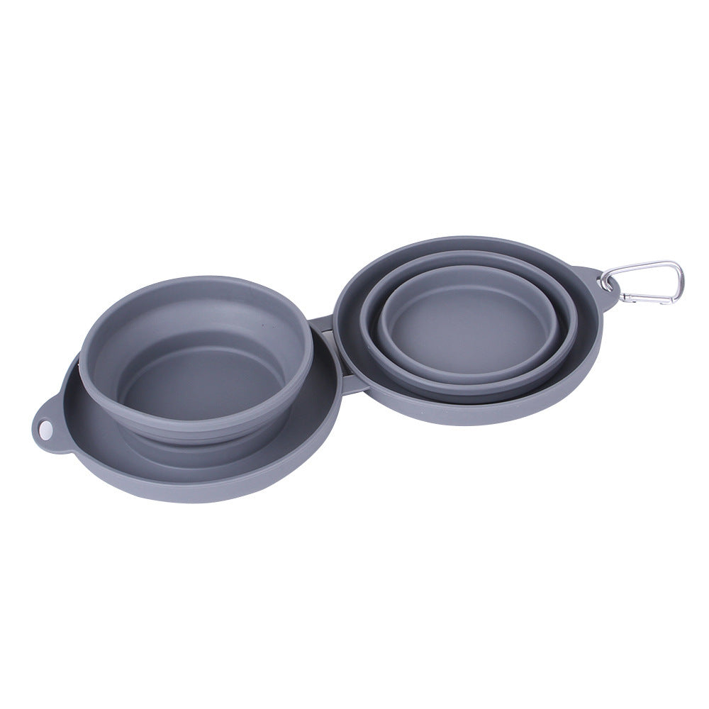 Rubber Foldable Double Bowl 