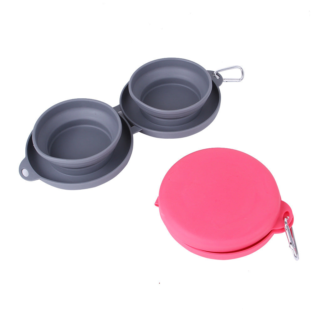 Rubber Foldable Double Bowl 