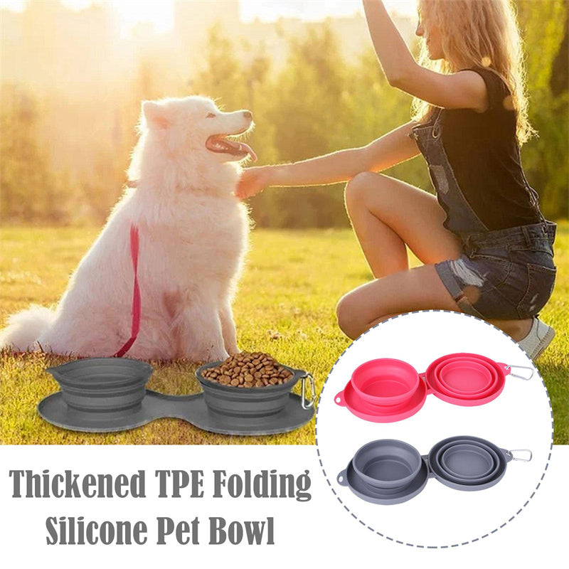 Rubber Foldable Double Bowl 